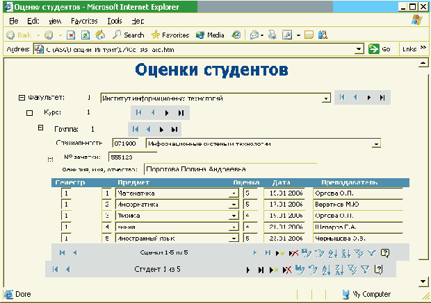 Страницы доступа к данным